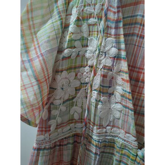 Free People Sally Embroidered Plaid Top Maxi Dress NWT - Picture 8 of 9
